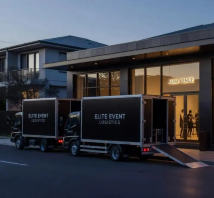 Australian venue exterior prepared for an evening event with 