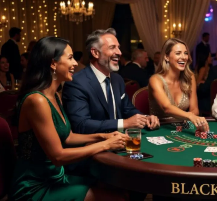 Guests enjoying live blackjack entertainment at an event