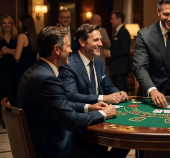 Blackjack host guiding players during an event