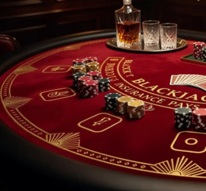 Themed blackjack event d&eacute;cor with stylish table setup