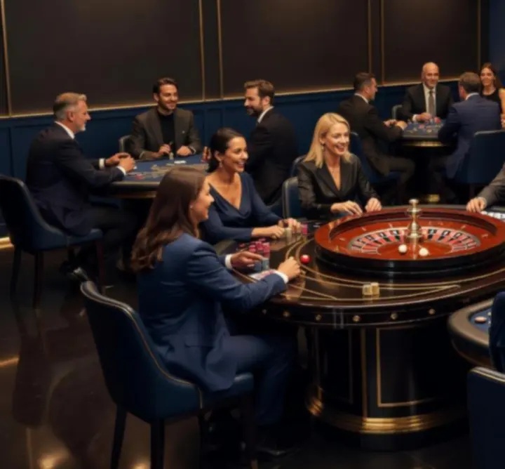 Roulette and blackjack entertainment tables set up for an off-site event