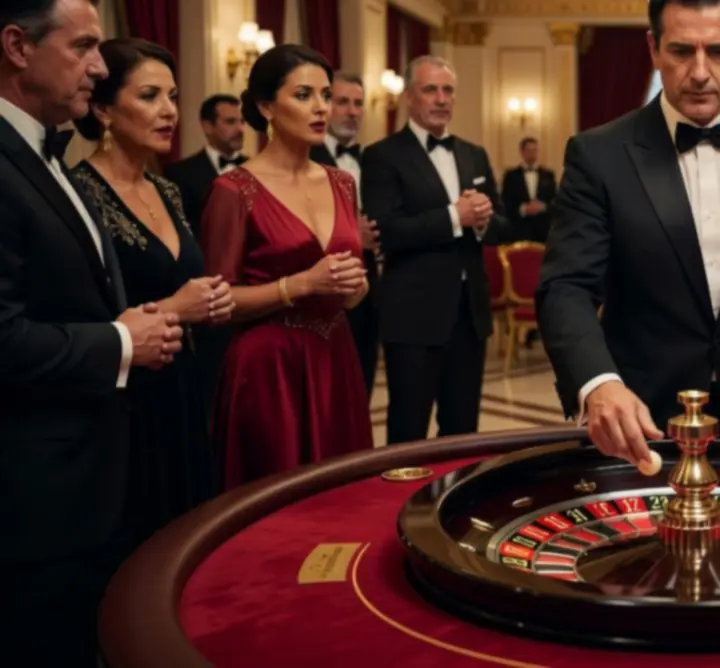 Professional roulette croupier hosting guests at an event