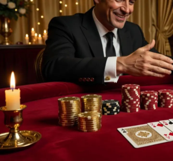 Themed poker night decor with styled table and cards for entertainment events